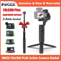 Stabilisatorer Inkee Falcon Plus Action Camera Universal Joint Stabilizer Handheld Anti Shake Wireless Control Osmo Insta360 Hero 11 10 9/8/7/Q240319