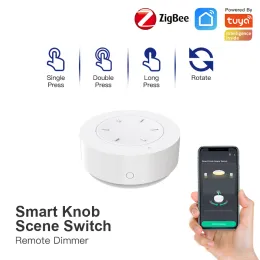 Control Tuya ZigBee Smart Knob Switch Wireless Scene Switch Button Remote Dimmer Battery Powered Automation Scenario Smart Life APP