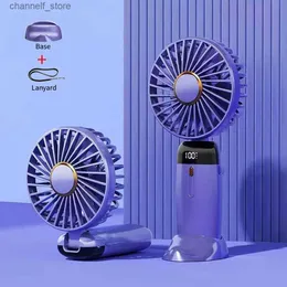 Elektrik Fanları Mini Fan Taşınabilir El Taşınabilir Katlanabilir Ofis Masaüstü Çok Fonksiyonlu Katlanabilir Çift Pil 1200mAh Elektrik Fan Boyun Kravat Ropey240317