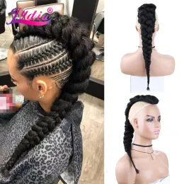 Chignon Lydia 30 cali syntetyczne wysoko zaciągnięte afro perwersyjne proste środkowa peruka 1b#czarne klipsy w jumbo warkocz do włosów kucyk 76 cm