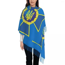 Scarves Security Service Of Ukraine Logo Tassel Scarf Women Soft Ukrainian Cross Shawl Wrap Ladies Winter