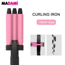 Irons Mini Three Barrel Curling Iron Wand 13 mm Ceramic Tourmaline Hair Curler 392 ° F Szybkie podgrzewanie podwójne napięcie do domu i podróży