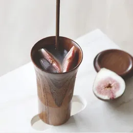 Tumblers Kitchen Utensils Handmade Natural Wood Grain Barrel Shaped Wooden Jug Simple Stylish Suitable For Beer Tea Coffee Milk