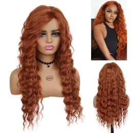 Parrucche GNIMEGIL Parrucca sintetica per capelli lunghi ricci per donna Parrucca color zenzero con onda d'acqua Costume femminile Cosplay Parrucca per ragazze Lolita per feste di Halloween