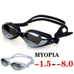 Plating Myopia Swim Goggles Professional Professional Anti Fog UV Shield Eyewear Pool Gootming Goots Protcts Mater for Men Women 240312