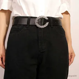 Cintos Novo C-tipo Diamante Incrustado Preto Marrom Mulheres Cinto Moda Versátil Fabricantes Spot Designer Belt