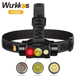 Wurkkos HD50 Налобный фонарь 2A Перезаряжаемый 21700 Налобный фонарь 4000 лм XHP503 HILH351D660nm Красный фонарь Магнитный задний лагерь 240306