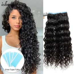 Extensões de cabelo natural onda fita em extensões de cabelo humano para as mulheres 12 "26" remy encaracolado molhado e ondulado remy onda cabelo pacotes 20 pçs