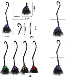 Другие товары для вечеринок Хэллоуин Ведьма Метла с цветной лентой Дети Летающая метла Реквизит Маскарад Аксессуары Декор Drop Dhiun