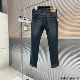 Tasarımcı Prapra Yeni Mektup Basılı Sıradan Kot Pantolon Erkek Ayak Pantolon P Aile Üçgen Etiket Jeans3fzf