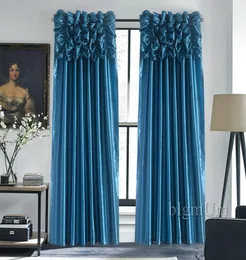 Luxury Valance Curtain för fönster Anpassade färdiga fönsterbehandlings draperier för vardagsrummet Solid Color Panel2300937