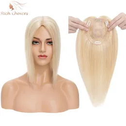 トッパーリッチな選択10x12cm女性のためのヘアトッパー本物の人間の髪の延長100％レミーヘアピーストッパーの天然シルクベースクリップ