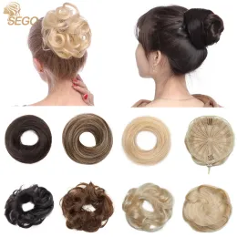 Bangs Sego 100% Human Hair Messy Bun Small Scrunchies Updos Donut Chignon Ponytail Hair Extensions Wrap Ponytail Remy Hairpiece