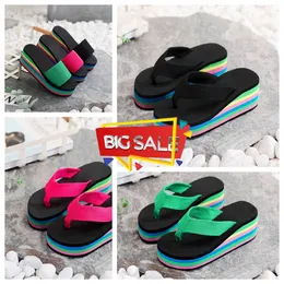 2024 Slippers women's one-sided flip flops summer thick sole sandals outerwear casual beach GAI flip-flo platform colorful Gladiator thick rainbow sandbeach EVA