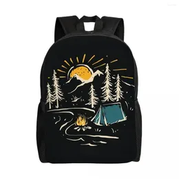 Ryggsäck camping vandring Mountain Nature River för män Kvinnor Vattentät skolhögskolan Adventure Camper Bag Print Bookbags