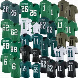 Saquon Barkley Jalen Hurts Devonta Smith Kelly Green AJ Brown Football Jersey Jason Kelce Davis Dawkins Slay Jr Goedert Graham Bryce Huff Jalen Carter