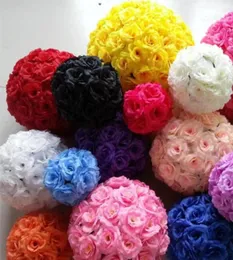 Fałszywe kulki róży Dia 15 cm Silk Kissing Flowers Ball na Przyjęcie weselne Wybierz kolor sztuczny dekoracyjny kwiat 7112331