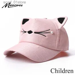 Top kapaklar sevimli kulak kedi beyzbol c çocuklar için uygun kızlar erkekler inci şapka beyzbol c ayarlanabilir yaz güneş şapka c sevimli bebek snackc24319