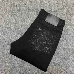 Jeans masculinos designer 2023 outono / inverno nova carta de diamante quente para meninos espirituais moda slim fit pés calças cortadas ngou e0lw qj4o frdw