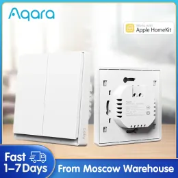 Akcesoria NOWOŚĆ Aqara Smart Wall Switch E1 Zigbee 3.0 Smart Home Bezprzewodowy klucz przełącznika Ogniarnia Bez neutralna dla Xiaomi Homekit