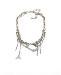 Top-Qualität Designer-Anhänger-Halsketten Doppelbuchstabe Clogo Gold Crysatl Perlenpullover Halskette Frauen Party Cclies Halsreifen Schmuck 848