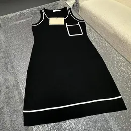 Luxury Women Contrast Color Dress Designer Sexy Sleeveless Tank Dress Elegant Slim Dresses