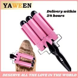 Ferros YAWEEN 3 Barrel Curling Iron Ferramentas de estilo de cerâmica para todas as ferramentas de estilo de cabelo, Ferramentas de cabelo profissionais Modelador de cabelo para cabelo 25mm