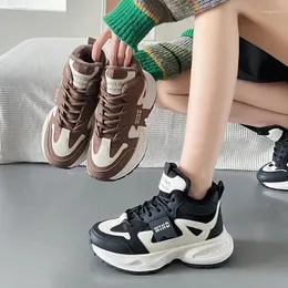 Casual Shoes 2024 Winter Plush Warm High Top Student Female Sports Zapatos Para Mujeres Lace-up Sneakers Platform Women's Dad's