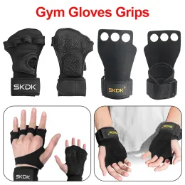 Gloves 1Pair Weightlifting Workout Gloves Three Finger Hole Hand Palm Protector Anti Slip Adjustable for Pull Up Kettlebells Training