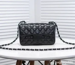 Luxury Designer Bag 17cm Mini CF Flap Bag Top äkta läderkedja Bag kaviar Cowhide axelkorsskropp väska fast färg med rhombus mönster messenger handväska