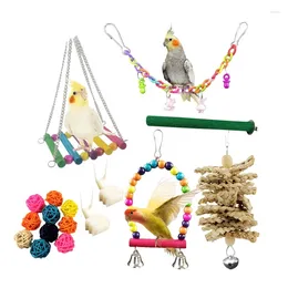 Andra fågelförsörjningar 17 Pack Parakeet Toys Hanging Bell Pet Cage Swing Chewing för små papegojor Finches Love Birds