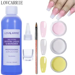 Dekorationer 4 datorer/set akrylpulvermonomer Liquid Kit Clear Naken Dipping Powder Building Nail Art Brush Tool för Acryl Extension Design