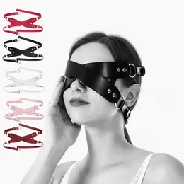 PU-Leder-Augenmaske mit kreuzverstellbarer Schattierung, mit verbundenen Augen, Gurt für Fetisch-Sklave, Cosplay, erotische Sexprodukte 240227