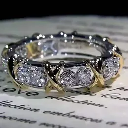 Sixteen stone designer AAA diamond T Ring luxury brand designer 18K Gold Silver logo engrave letter Rings Women men wedding Jewelry girl Party Gifts 6 7 8