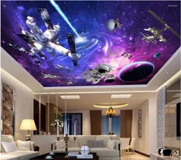 Sfondi WDBH Personalizzato 3d Soffitto Murales Carta da parati Universo Stella Stazione spaziale Decorazioni per la casa Pittura murale per soggiorno