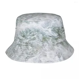 Berets Ocean Blue Bucket Hat Fale brzegowe Hip Hop Fisherman Caps Składane podróżowanie Hats Hats For Women Casual Design Cap