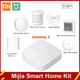 السيطرة على Xiaomi Smart Home Kit Multimode Gateway 2 مفتاح اللاسلكي باب مستشعر جسم الإنسان مستشعر درجة حرارة الماء.