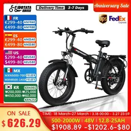 Bikes Ride-Ons 2000W Ectric Bicyc 20INCH Ebike 48V 25AH Lithium Battery Mechanical Disc Brake 1000W Ectric Bike Fat Tire Folding E bike L240319