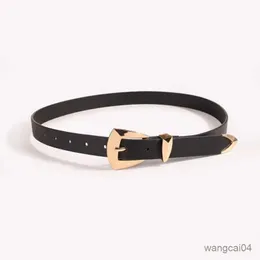 Bälten 2023 Hot Selling Womens Belt New Geometric Minimalist och mångsidig mode crossover svart bälte spänne pu material