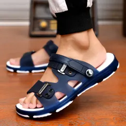 Sandali uomini pantofole casual spiaggia per esterni peep di punta di piedi più sandali comfort sandalias piatti massaggio infalliture panttuflas de hombre