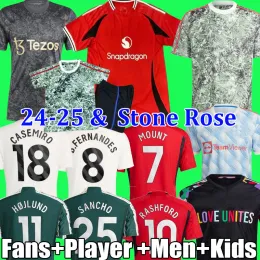 24 25 MOUNT RASHFORD soccer jerseys Stone Roses 2024 AMRABAT HOJLUND CASEMIRO GARNACHO ANTONY MARTINEZ SANCHO B. FERNANDES WEGHORST football shirt kids kit