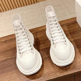 Casual Shoes 2024 Women Men Lace-Up Front High Top Flatform Canvas Fashion Comfortable Height Increasing Sneakers