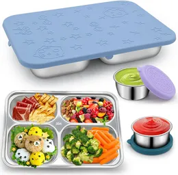 Bento-Lunchbox, Edelstahl-Lunchbehälter für Kinder, Metall-Lunchboxen, auslaufsichere Lebensmittel-Mahlzeit-Vorbereitungs-Mittagessen