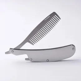 Hair Comb New Men's Dedicated Stainless Steel Folding Comb Set Mini Pocket Comb Beard Care Tool Convenient And Use Hair Brush