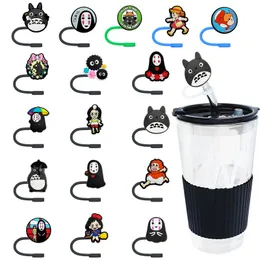 21colors childhood movie film Spirited Away silicone straw toppers accessories cover charms Reusable Splash Proof drinking dust plug decorative 8mm/10mm straw