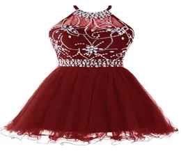 Waishidress Halter Aline Homecoming Dresses Selevelessセクシーな背中のないクリスタルビーズの短い長さのカクテルドレスパーティーガウン1895125