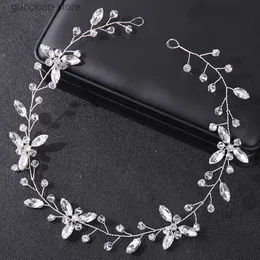 Diademi 50 cm lunghi fascia per capelli da sposa accessori per capelli da sposa in cristallo argento strass fascia damigella d'onore copricapo regalo per banchetti Y240320