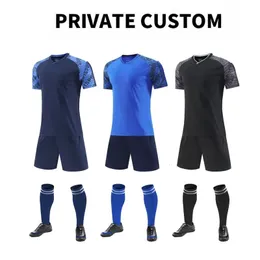 Custom Soccer Uniform Set Blank Jerseys Printing Number Namn Snabbtorkning Andningsbara vuxna barn Training Football Jersey 240313