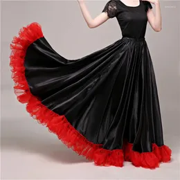 Scen Wear Woman Team Flamenco kjol för kvinnor Gypsy Girls Spanish Traditionella nationella dansdräkter Satin 80cm - 115 cm