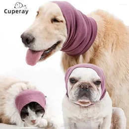 Cão vestuário orelhas capa pet orelha aba cabeça envoltório proteção contra ruído earmuffs pescoço mais quente snood para ansiedade alívio aliciamento